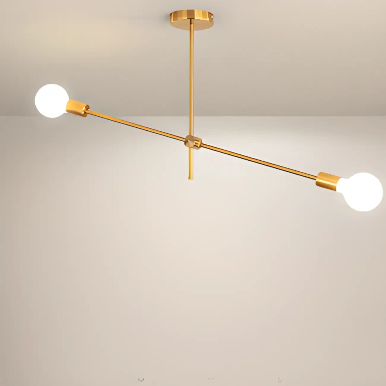 Lustre Sputnik moderne en métal doré à 6 lumières