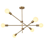 Lustre Sputnik moderne en métal doré à 6 lumières