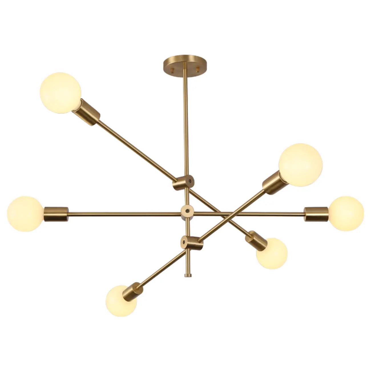 Lustre Sputnik moderne en métal doré à 6 lumières