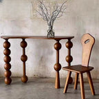 Console d'entrée artistique en noyer avec pieds tournés