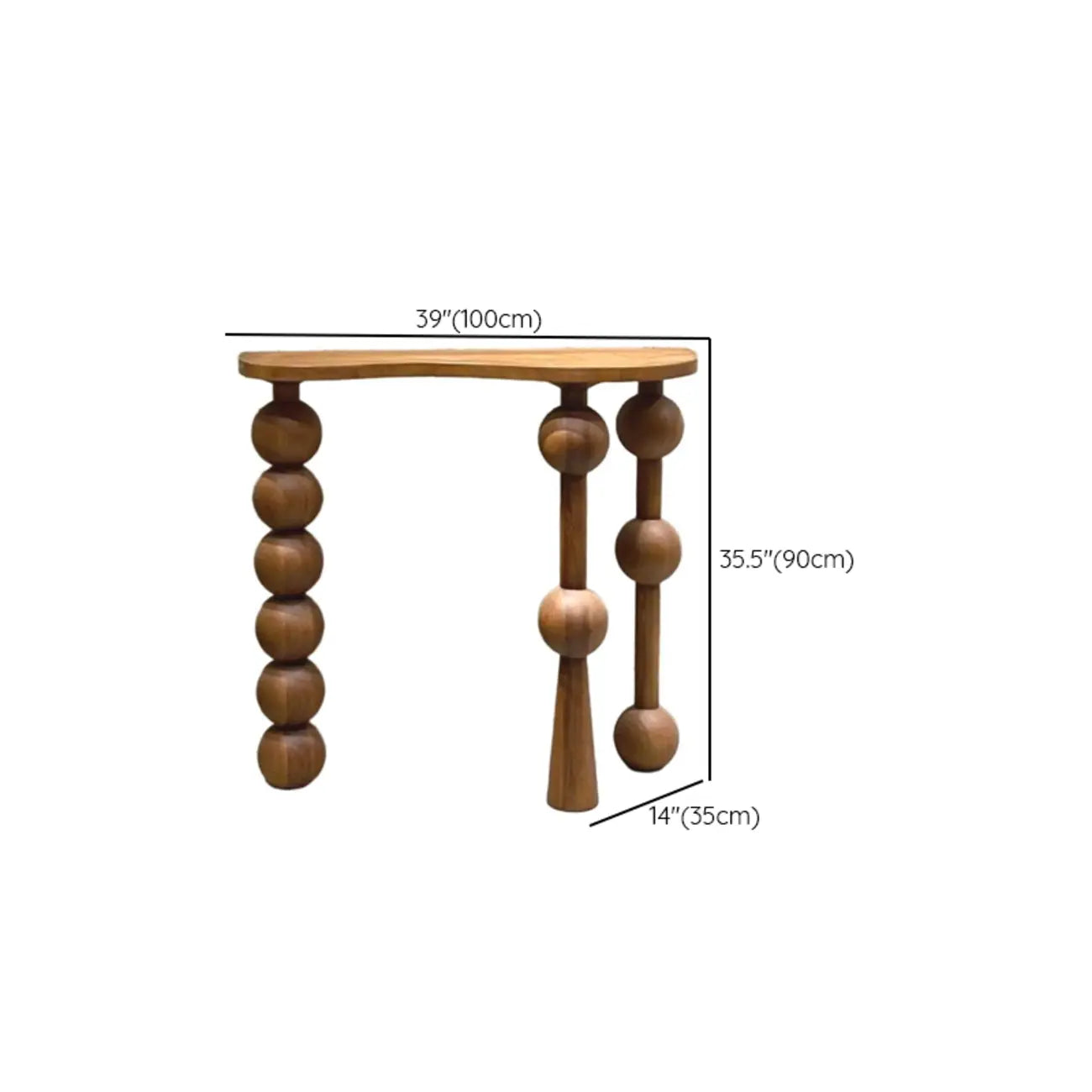 Console d'entrée artistique en noyer avec pieds tournés