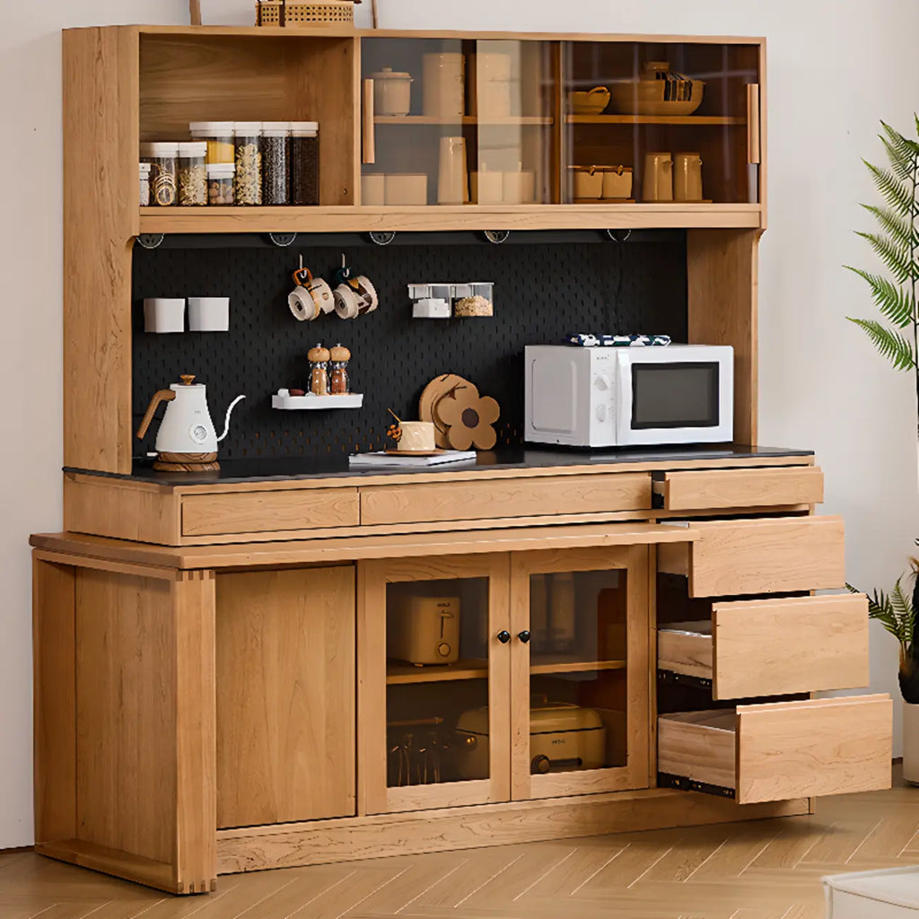 Buffet en bois gain de place avec table à manger coulissante