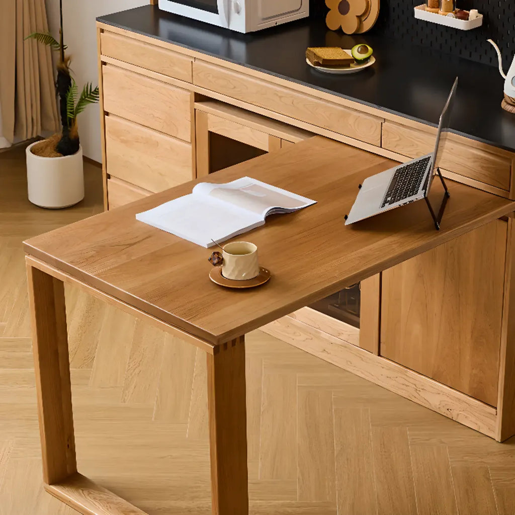 Buffet en bois gain de place avec table à manger coulissante