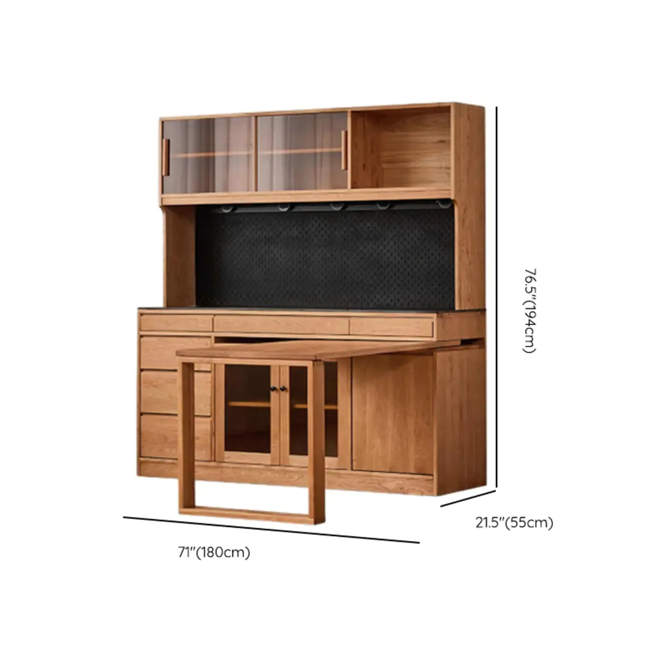 Buffet en bois gain de place avec table à manger coulissante