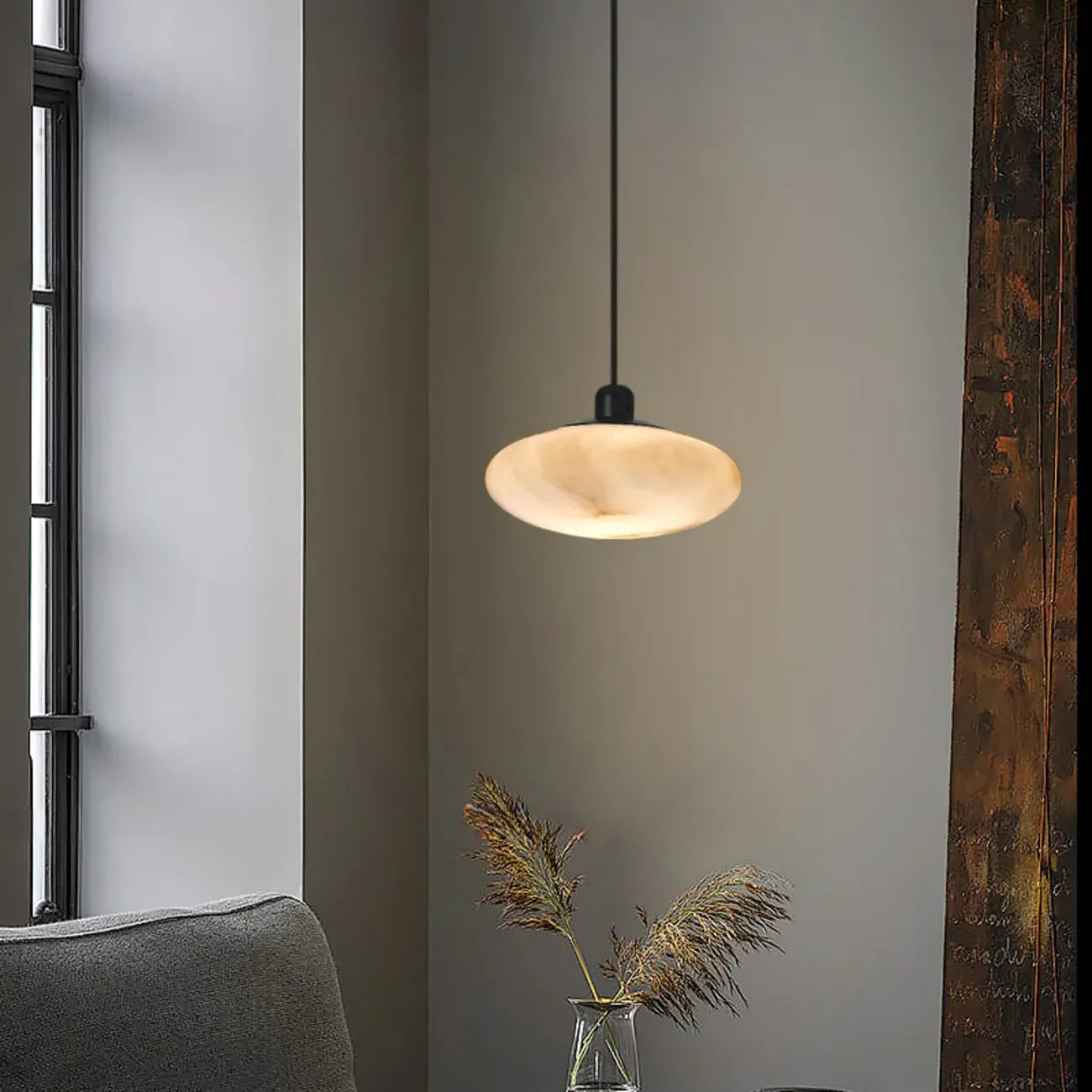 Lampada a sospensione con asta rotonda regolabile Stone White