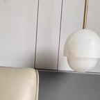 Suspension géométrique en pierre blanche à 1 lumière