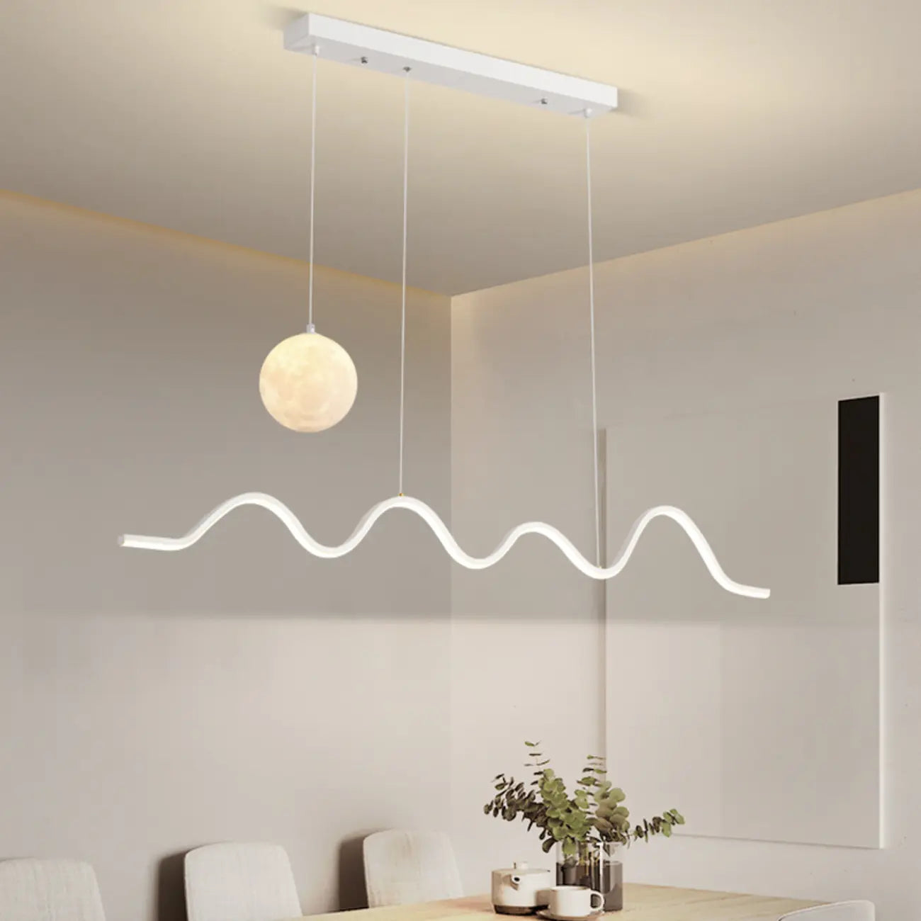 Suspension Art Décor Moderne à 2 Lumières Wave à Variateur Multiple