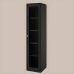 Vitrine minimaliste en bois et porte vitrée réglable