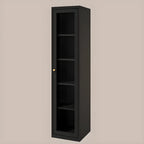 Vitrine minimaliste en bois et porte vitrée réglable