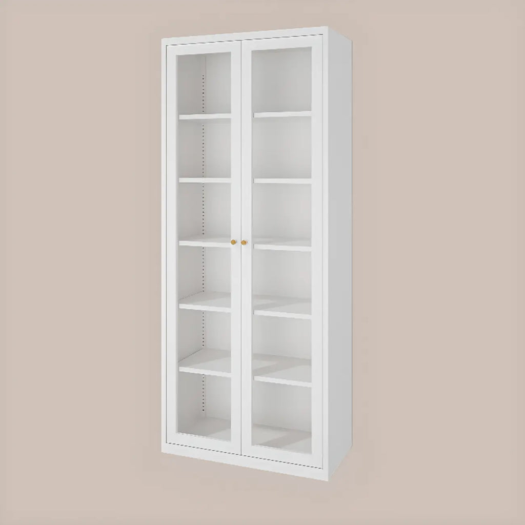 Vitrine minimaliste en bois et porte vitrée réglable