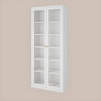 Vitrine minimaliste en bois et porte vitrée réglable