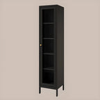 Vitrine minimaliste en bois et porte vitrée réglable