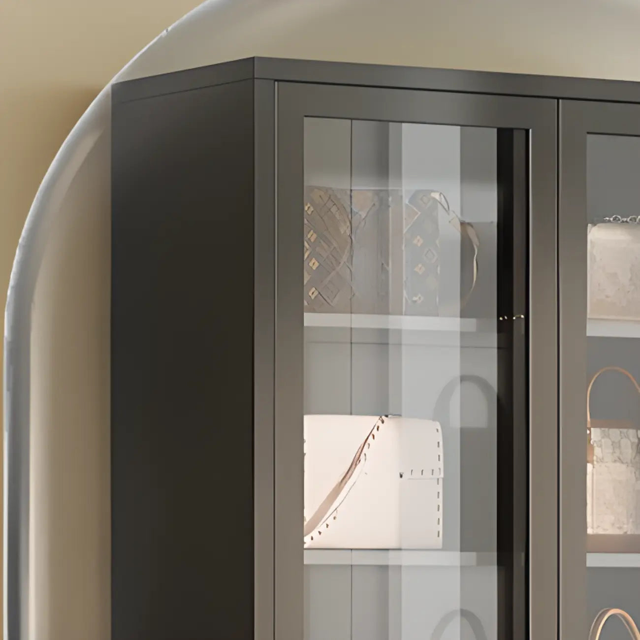 Vitrine minimaliste en bois et porte vitrée réglable