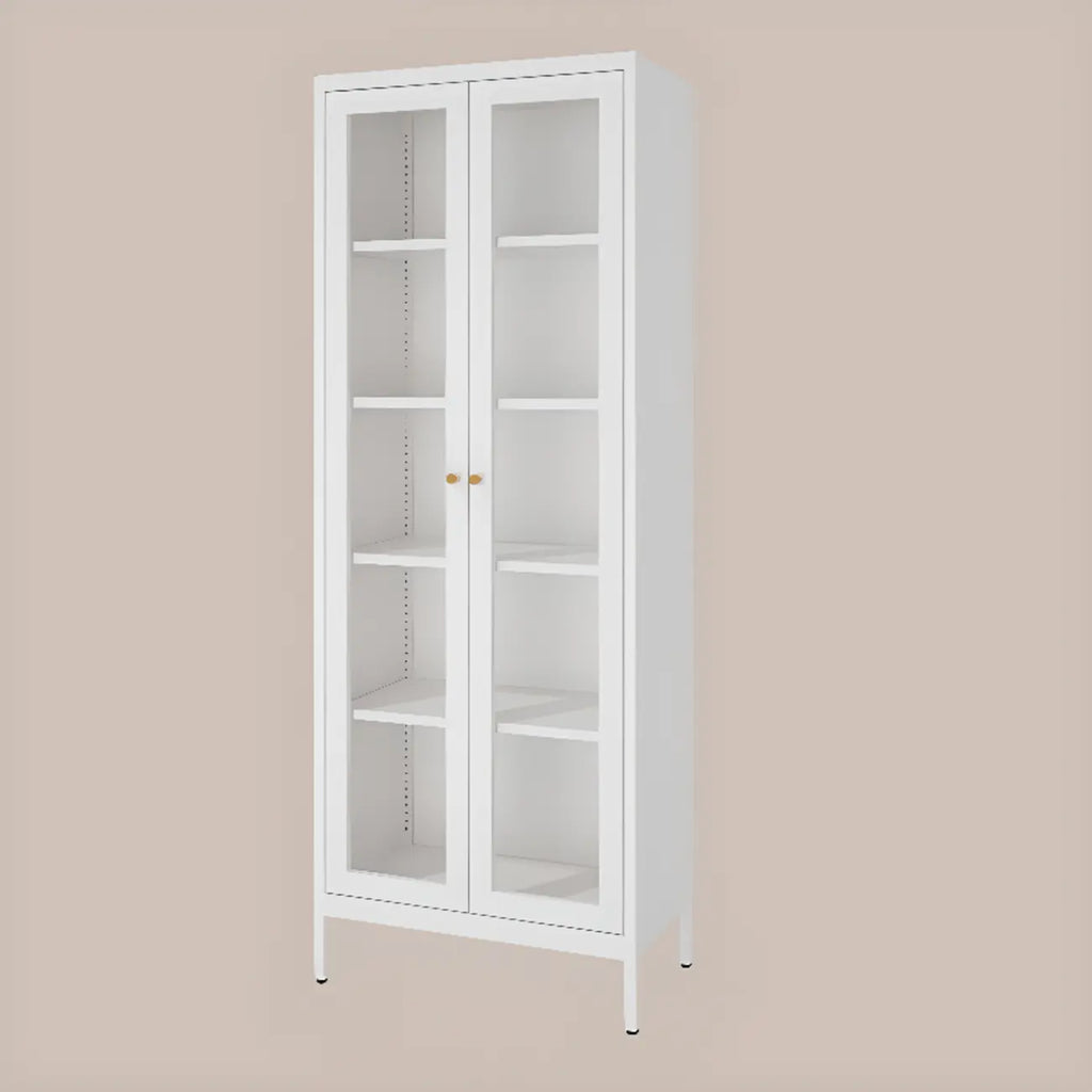 Vitrine minimaliste en bois et porte vitrée réglable