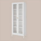Vitrine minimaliste en bois et porte vitrée réglable