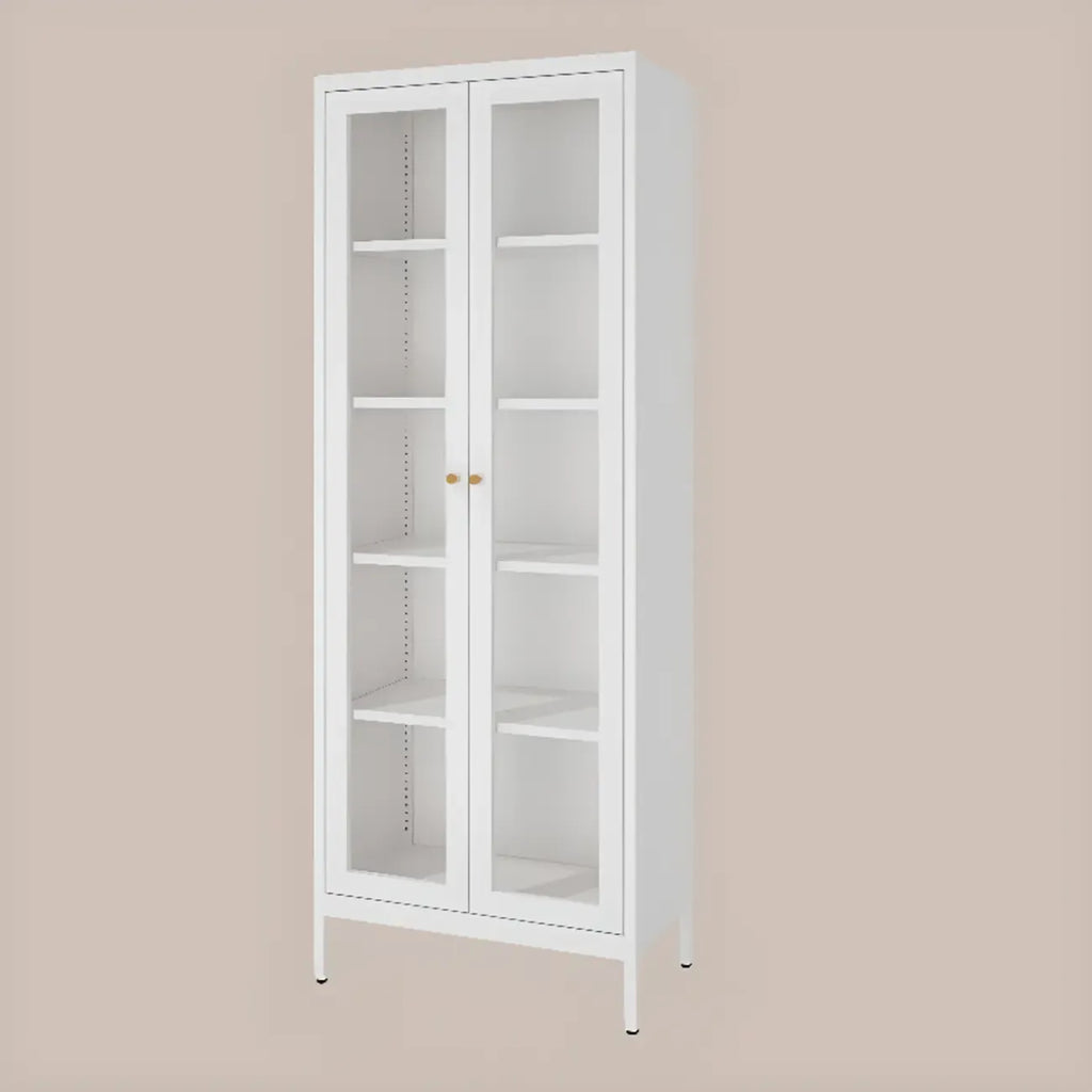 Vitrine minimaliste en bois et porte vitrée réglable
