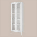 Vitrine minimaliste en bois et porte vitrée réglable