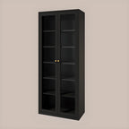 Vitrine minimaliste en bois et porte vitrée réglable