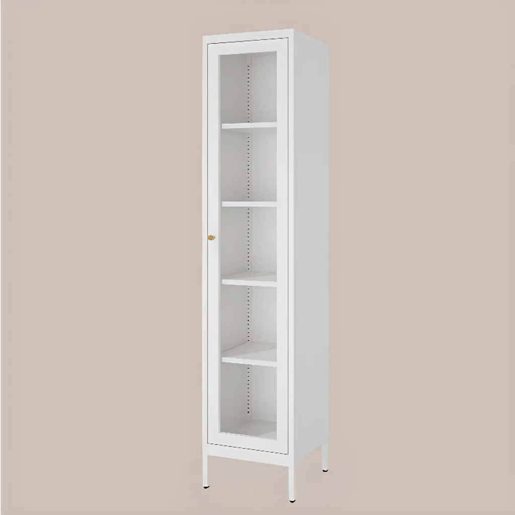 Vitrine minimaliste en bois et porte vitrée réglable