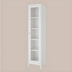 Vitrine minimaliste en bois et porte vitrée réglable