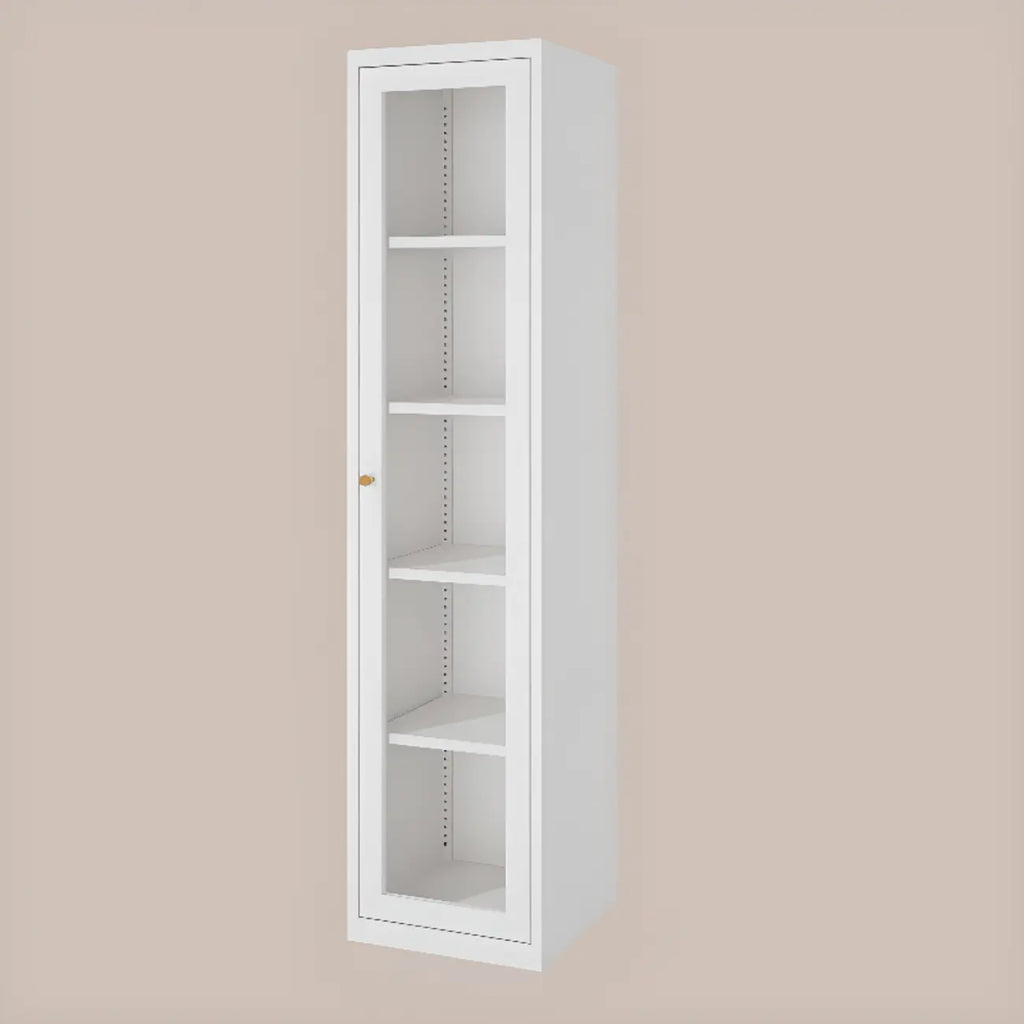 Vitrine minimaliste en bois et porte vitrée réglable