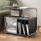 Table d'appoint mobile flexible en bois et métal avec rangement
