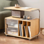 Table d'appoint mobile flexible en bois et métal avec rangement