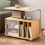 Table d'appoint mobile flexible en bois et métal avec rangement