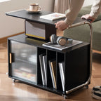Table d'appoint mobile flexible en bois et métal avec rangement