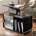 Table d'appoint mobile flexible en bois et métal avec rangement