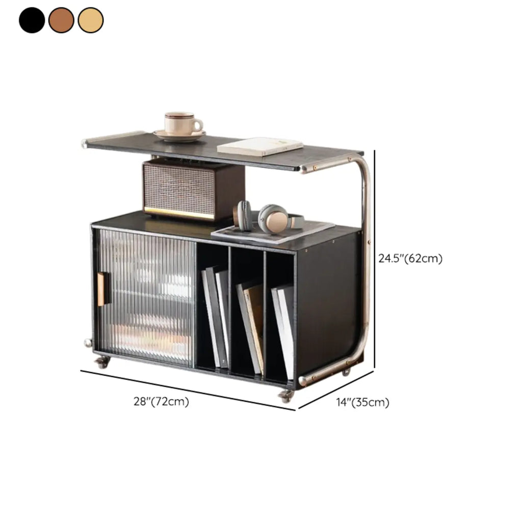 Table d'appoint mobile flexible en bois et métal avec rangement