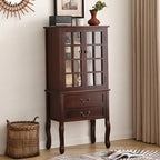 Vitrine en bois brun avec portes vitrées