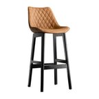 Tabourets de bar modernes du milieu du siècle en similicuir avec pieds en bois