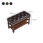 Banc en bois et cuir véritable antique à rabat avec 2 étagères