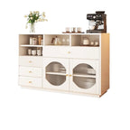 Credenza Art Déco in legno nero con 4 cassetti e ante in vetro