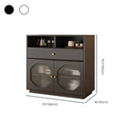 Credenza Art Déco in legno nero con 4 cassetti e ante in vetro