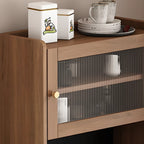 Buffet haut compact en bois brun à 2 tiroirs avec étagère