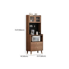 Buffet haut compact en bois brun à 2 tiroirs avec étagère