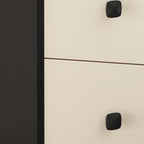 Table de chevet moderne en bois noir et blanc cassé avec rangement à 2 tiroirs