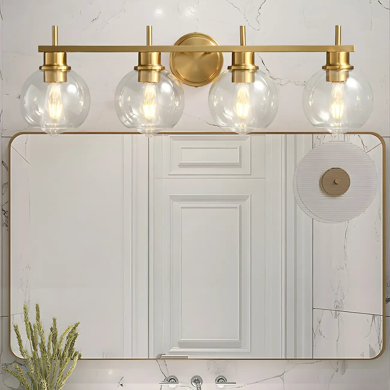 Applique murale globe en laiton style moderne pour salle de bain