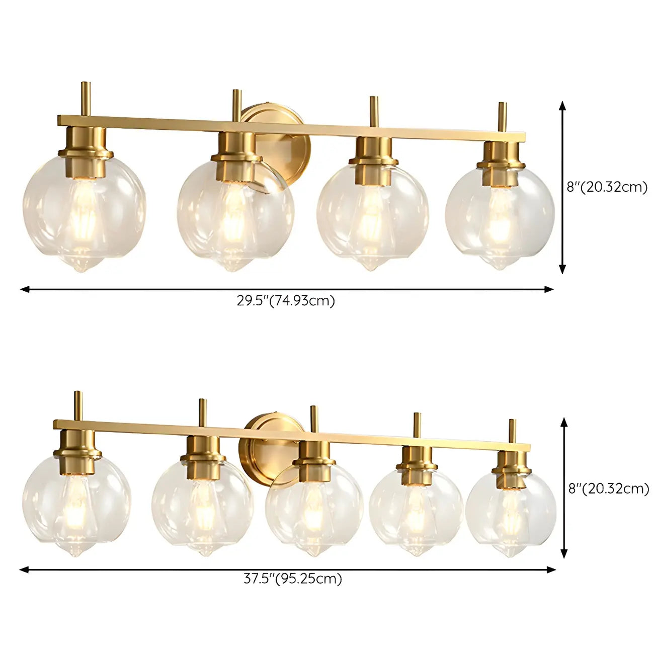 Applique murale globe en laiton style moderne pour salle de bain