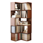 Bibliothèque d'angle verticale minimaliste en bois brun
