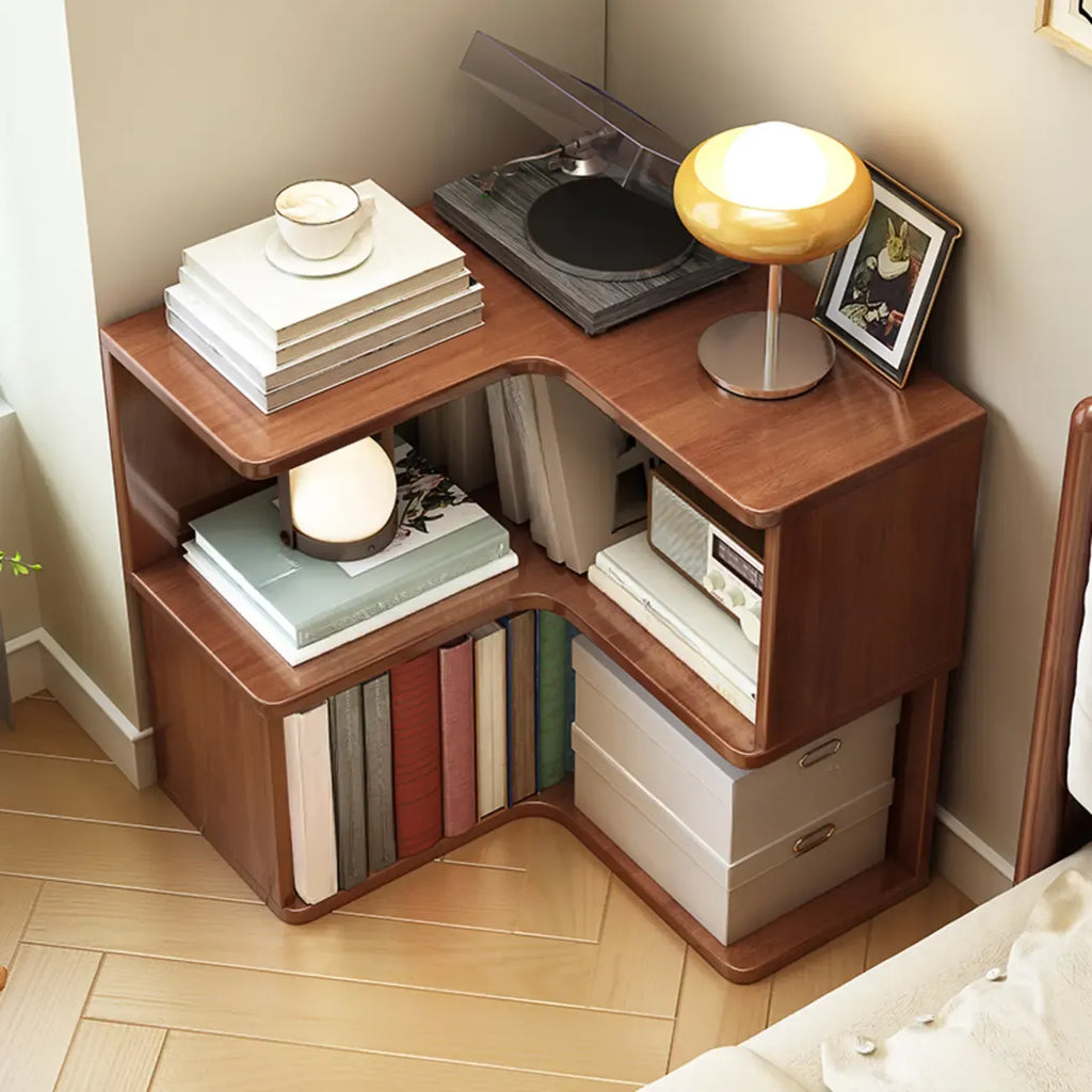 Bibliothèque d'angle verticale minimaliste en bois brun