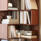 Bibliothèque d'angle verticale minimaliste en bois brun