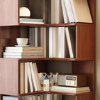 Bibliothèque d'angle verticale minimaliste en bois brun