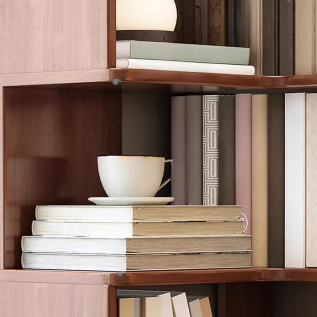 Bibliothèque d'angle verticale minimaliste en bois brun