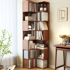 Bibliothèque d'angle verticale minimaliste en bois brun