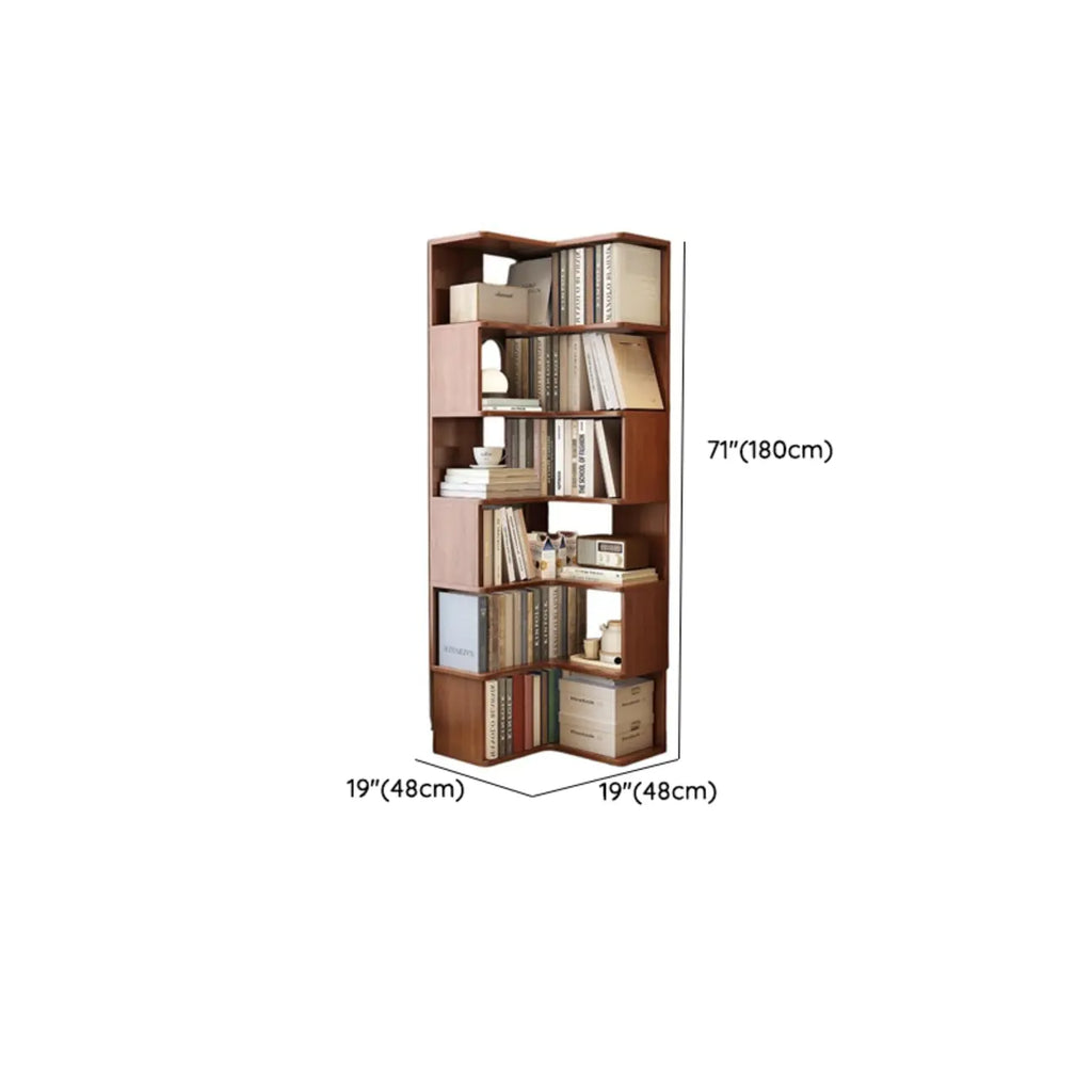 Bibliothèque d'angle verticale minimaliste en bois brun