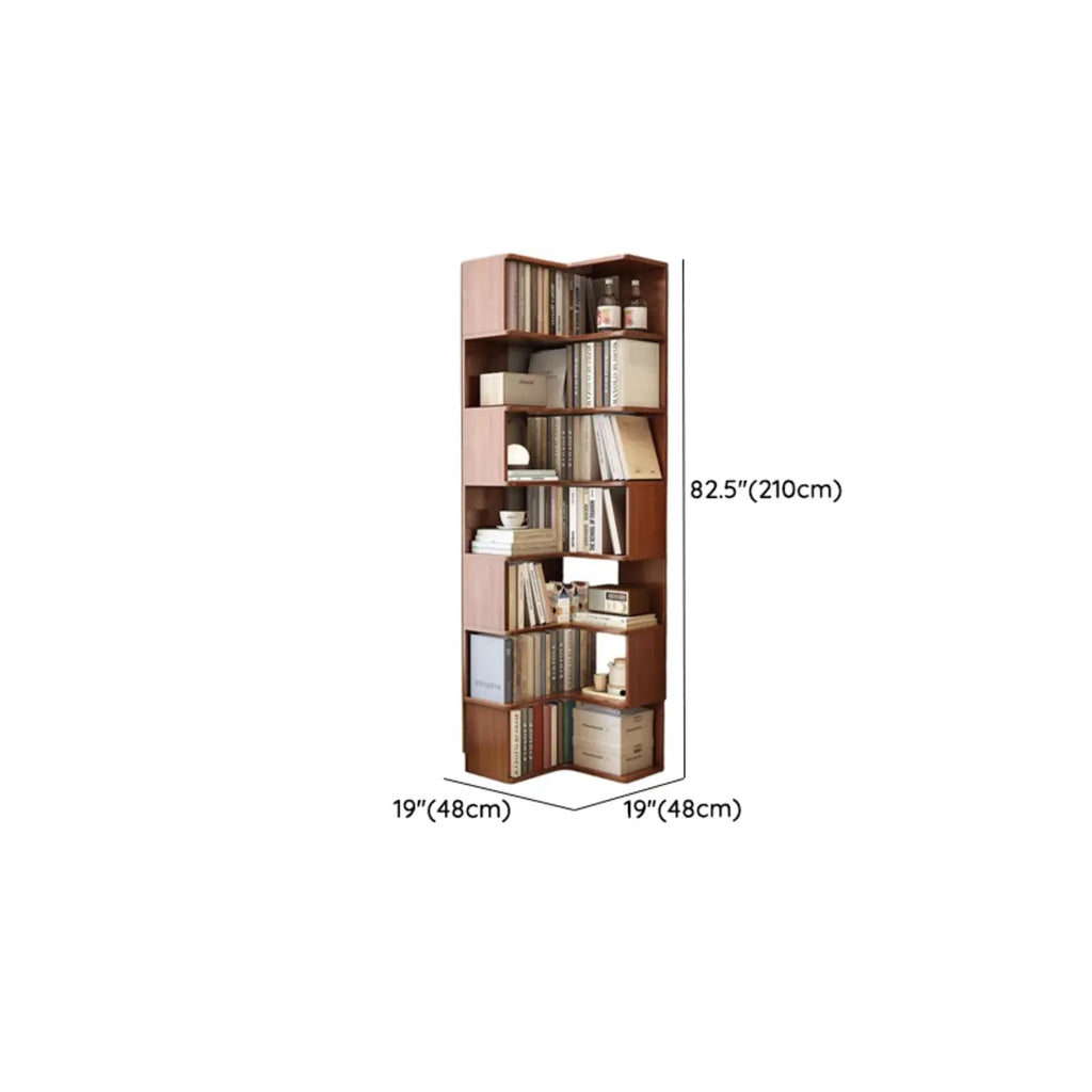 Bibliothèque d'angle verticale minimaliste en bois brun