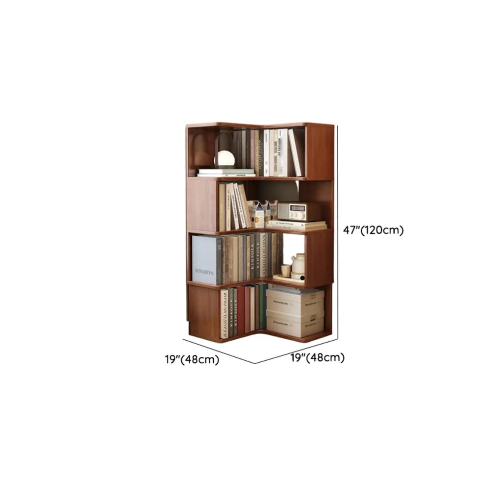 Bibliothèque d'angle verticale minimaliste en bois brun